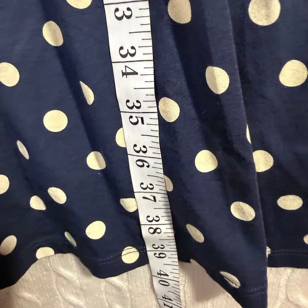 Garnet Hill Navy Polka Dot Jersey Knit Summer Fit and Flare Sundress 10/M - Picture 4 of 8